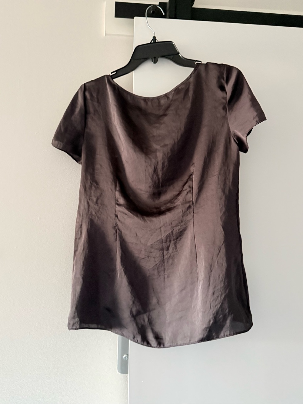 Banana Republic Short Sleeve Satin Blouse - Deep Charcoal
